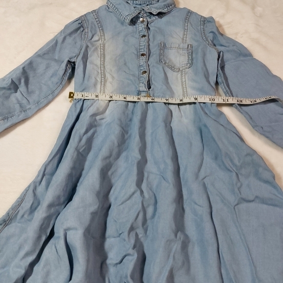 JUSTICE CHAMBRAY ROLL TAB SLEEVE DRESS SIZE 6 - Picture 2 of 6
